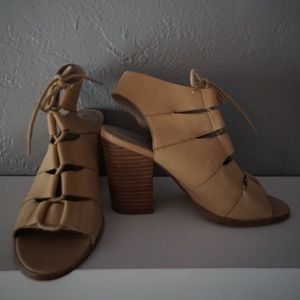 Lace up leather heels